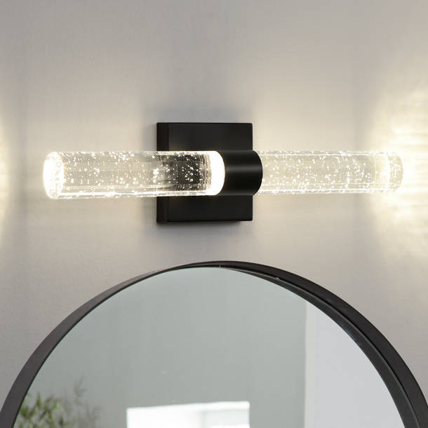 Ivy Bronx Akhiya Black Metal Frame LED Round Vanity Mirror with Lights ...